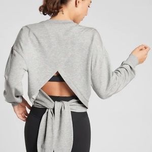 Athleta Light Gray Oasis Yoga Tie Back Sweatshirt S
